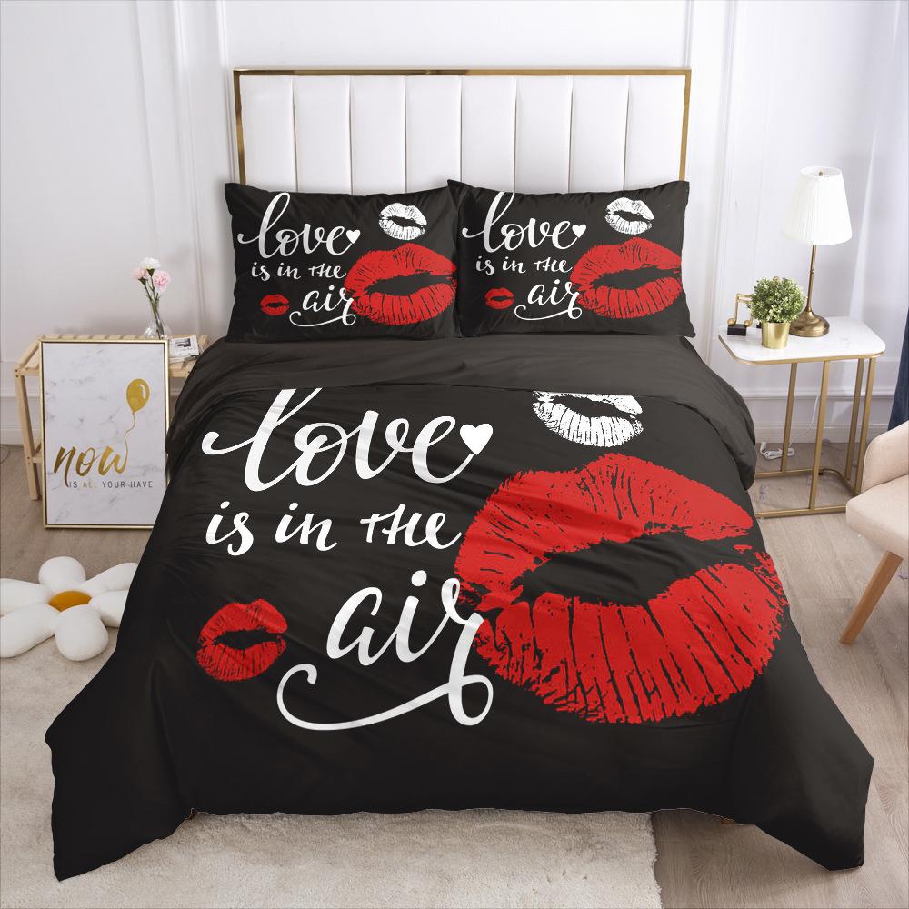 3D Sexy Lips Bedding Set Kiss Me HD Printing Duvet Cover 2/3 Pieces AU140 * 210 Full-size Soft Home Decoration