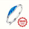 S925 Sterling Silver Engagement Rings for Women Blue Fire Opal Stone Ring Wedding Jewelry Valentine's Day Gift