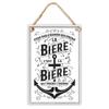 [R6150] - Metal Plaque 'It's Not the Man Who Takes the Beer - It's the Beer Who Takes the Man' White - 30x20 Cm