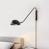 Italy Modern Design Metal Wall Lamp with Rotatable Long Arm for Living Room Sofa Light Wall Mounted Lamp with Wooden Base