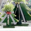 Wooden Christmas Tree Decor 5-10 Inch Farmhouse Table Centerpiece with Bell Ornaments Rustic Holiday Display for Mantel And Dining Table