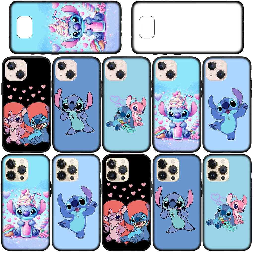 Cover for iPhone 15 14 Xiaomi Redmi Note 13 12 11 Pro Max X 8 7 9 XR Samsung Galaxy S24 S23 A05 OPPO A15 Huawei Lilo Anime Blue Stitch Pink Phone Case