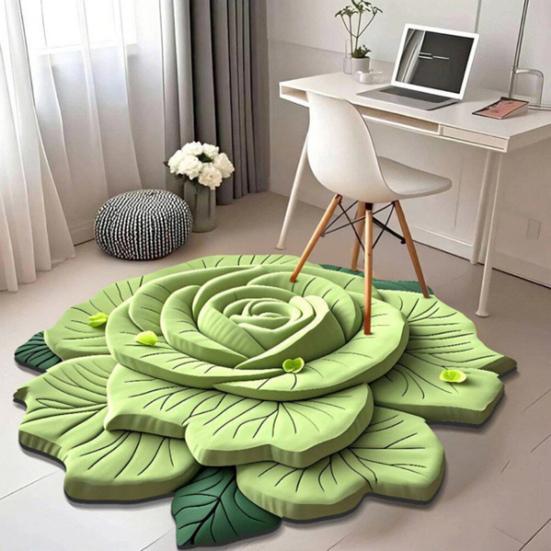 Floral Floor Mat Realistic 3D Visual Effect Flower Carpet Absorbent Floor