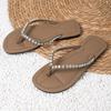 2025 Soft-bottomed Cool Slippers 2024 Summer New Korean Version Bright Diamond Flip-flops Flat-bottomed Large-size Beach Slippers