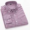 Pure Cotton Long Sleeve Office Men Plaid Shirts Button Collar for Business Checked Design Comfortable Male Clothing with Chest Pocket