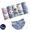 5Pcs Cute Women's Panties Cotton Briefs Cartoon Breathable Underwear Health Girl Lingerie Soft Underpants