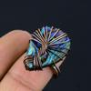 Tree Of Life Abalone Shell Gemstone Copper Wire Wrapped Handmade Jewelry Ring For Gift