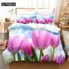 Sky Tulip Lovers Queen Bedding Set Duvet Cover Kids Bedroom Bed Set Comforter Cover Set King Size Duvet Cover Set Bedding Sets