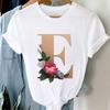 Woman Tshirts 26 Letter Customization T-Shirt Ladies Fashion Top Female Tees Casual T Shirt Summer Short Sleeve Femme