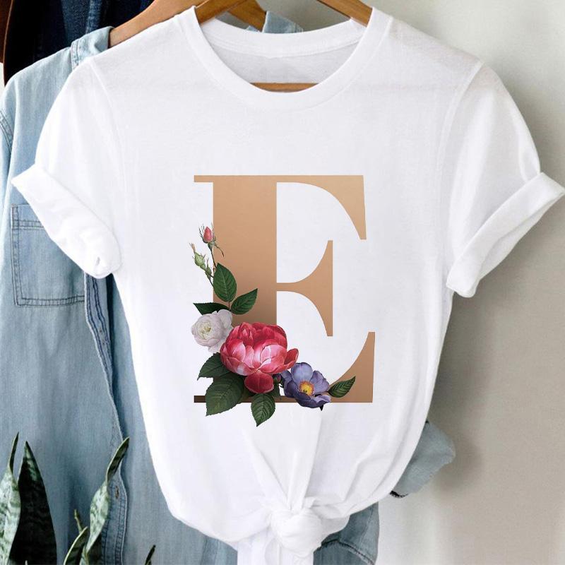 Woman Tshirts 26 Letter Customization T-Shirt Ladies Fashion Top Female Tees Casual T Shirt Summer Short Sleeve Femme