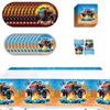 Monster Truck Theme Tableware Kit Including Plates, Cups, Napkins, Tablecloth