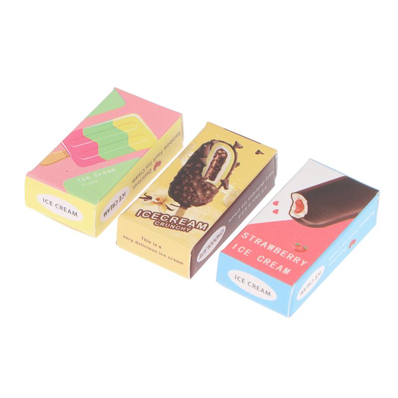 1Set 1:12 Dollhouse Mini Rainbow Ice Cream Chocolate W/Packaging Box Decor Toy
