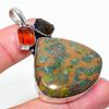 Bamboo Jasper, Garnet 925 Sterling Silver Jewelry Pendant 2.25" T2s35