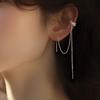 Long Fringed Ear Clips Without Ear Piercings, Women'S Personality Inlaid With Zircon C-Shaped Ear Bone Clips, Temperament Double Chain Earrings.