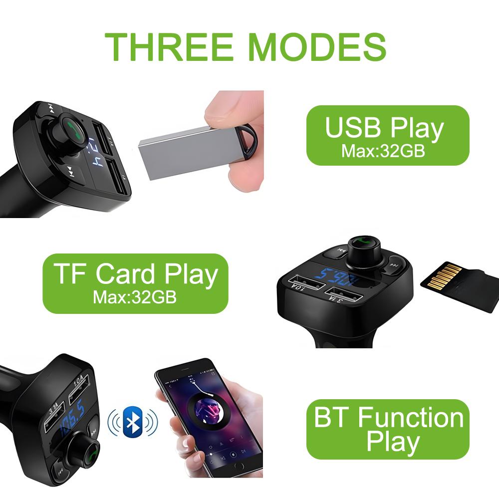 Dual USB Car Charger Bluetooth 5.0 Car Kit FM Transmitter Audio MP3 Player Autoradio Handsfree Charger 3.1A Fast Charger