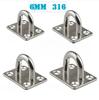 4pcs 5mm/6mm/8mm/10mm/12mm Stainless Steel Square Pad Eye Plate Hook Hanger Heavy Duty Ceiling Wall Boating Yacht Shade Sailing Marine
