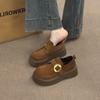 Thick-soled Heightening Loafers Women's 2025 Spring and Autumn New One-pedal Versatile Small Leather Shoes British Style Flat-soled Single Shoes