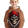 3D Digital Printed Pirate Skull Pattern Hoodie, Fashionable and Trendy Casual Children's Clothing, Suitable for Boys To Go Out, the Perfect