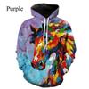 3D Printing Animal Colored Horse Sweatshirt Men Women Pullover Hoodie Casual Loose Oversized Men Hoodies Sudaderas Para Hombres