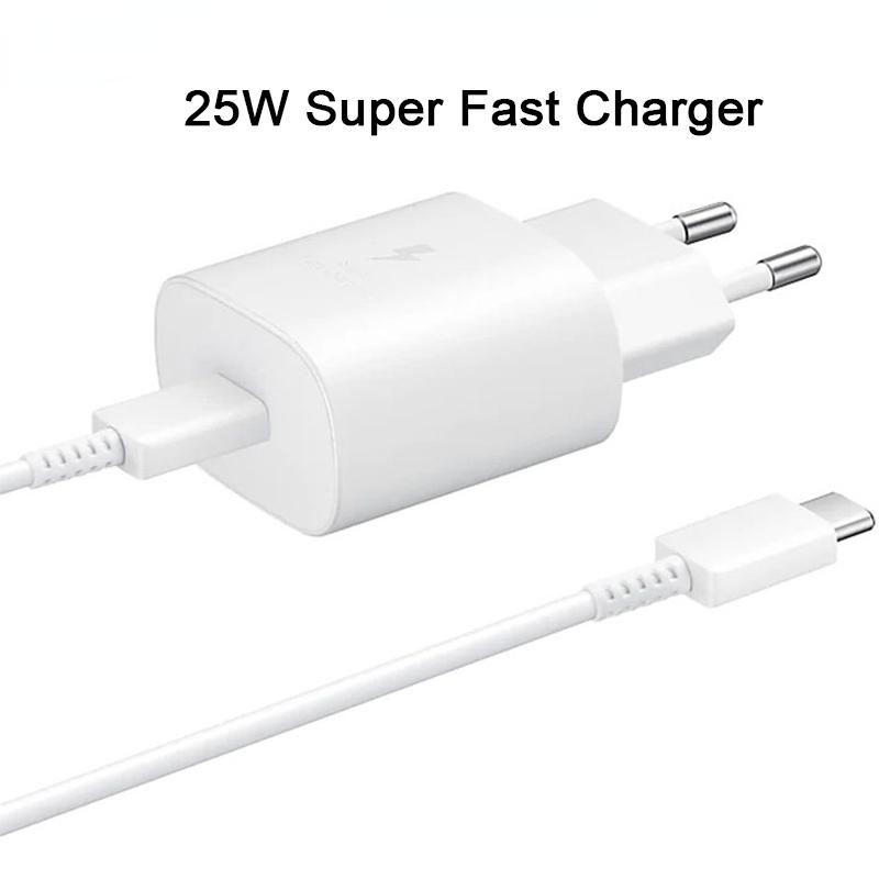Charger 25W EU/US Power Adapter For Samsung Galaxy S22 S23 S21 S20 A72 A53 A33 A52 A32 F52 Type C Cable Super Fast For Samsung Galaxy S10 S9 S8