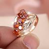 Sparkling Red Zircon Rings for Women Romantic Wheat Ear Gold Color Ring Wedding Jewelry