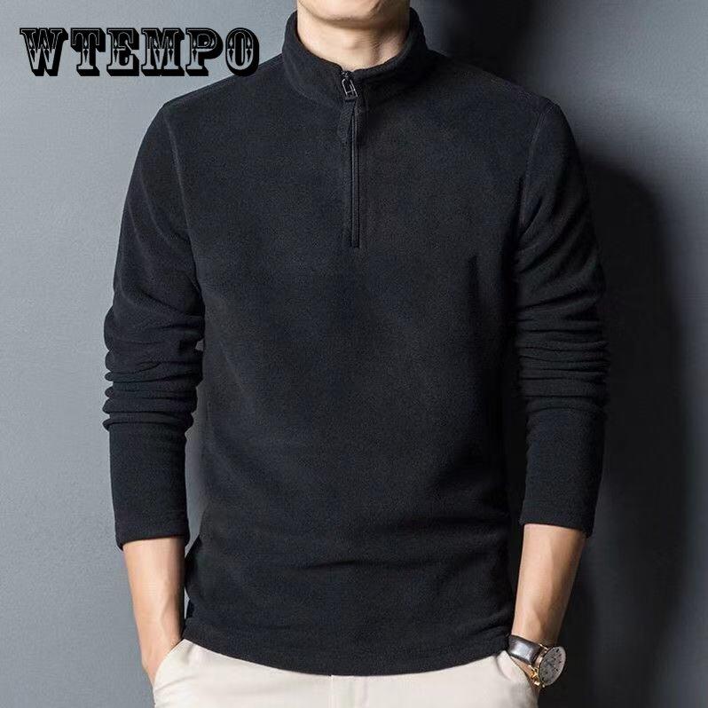 Winter Men's High Collar Solid Color Double-sided Fleece Half High Collar Sweater Imitation Fleece Pullover Warm Bottoming Shirt