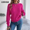 Autumn and Winter Women's Casual Color Blocking Twist Long Sleeve Pullover Sweater