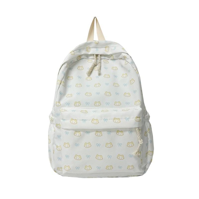 New Cute Flower Backpack Cartoon Kitten Student Schoolbag Simple Casual Junior High School Backpack