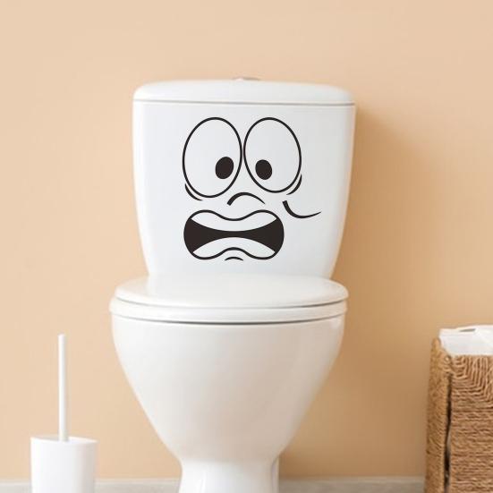 Scared Expression Toilet Sticker Waterproof Removable Self-adhesive PVC Living Room Bathroom Wall