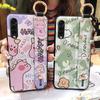 Anti-knock Ring Phone Case For LG Velvet 4G/5G Dirt-resistant Phone Holder Lanyard Silicone Soft Case Cartoon Wristband