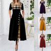 Women's Cross-Border Round Neck Contrast Color Long Dress