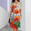 2024 New Spring Women's Dresses Floral Printed Elegant Casual Short Sleeve Dresses Fashion Oversized Women's Dresses
