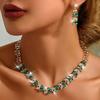 Exquisite Crystal Jewelry Set Shining Necklace Bridal Earrings  Women