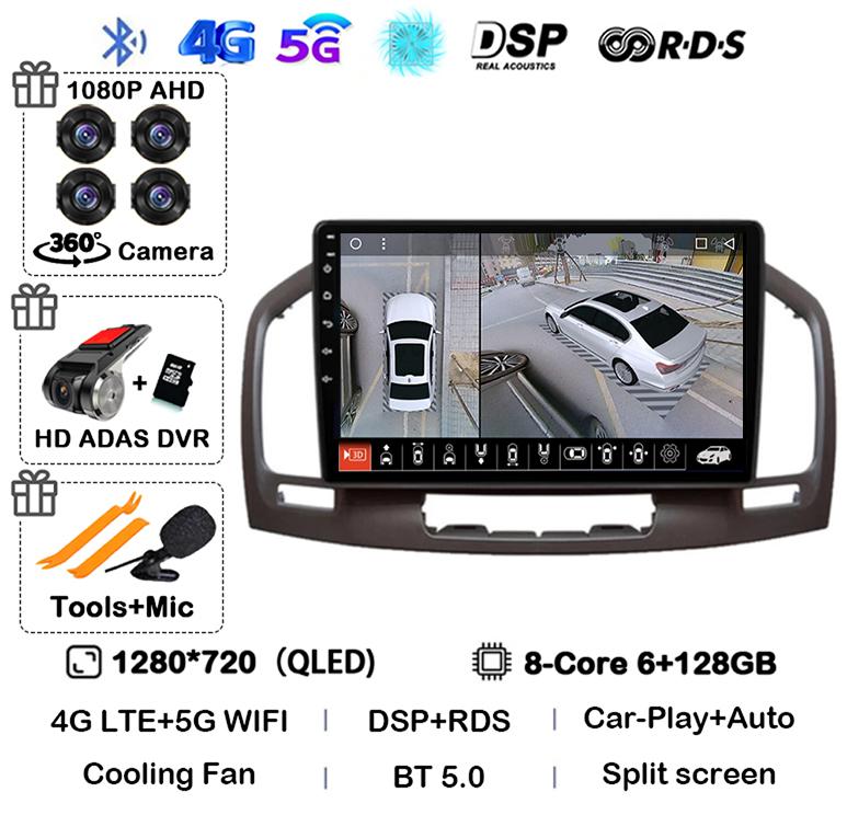 Android 14 Carplay Auto WIFI+4G Car Radio For Buick Regal For Opel Insignia 2009 2010 2011 2012 2013 Multimidia Video Player GPS