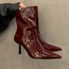 Fashion High Heels Women Ankle Boots Pointed Toe Fashion Shoes Sexy Luxury Women Pumps 2025 Winter Designer Elegant Dress Botas De Mujer