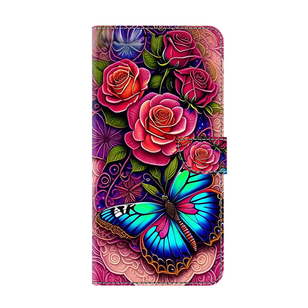Rainbow Butterfly and Flower Pattern PU Leather Book Case for iPhone Samsung Huawei Honor Google Redmi Xiaomi LG Motorola Sony Nokia Oneplus Oppo