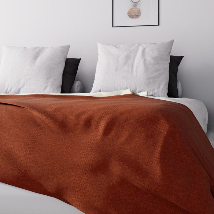 Bed or Sofa Throw 220x240 Cm ADELE Brick, by Soleil D'ocre