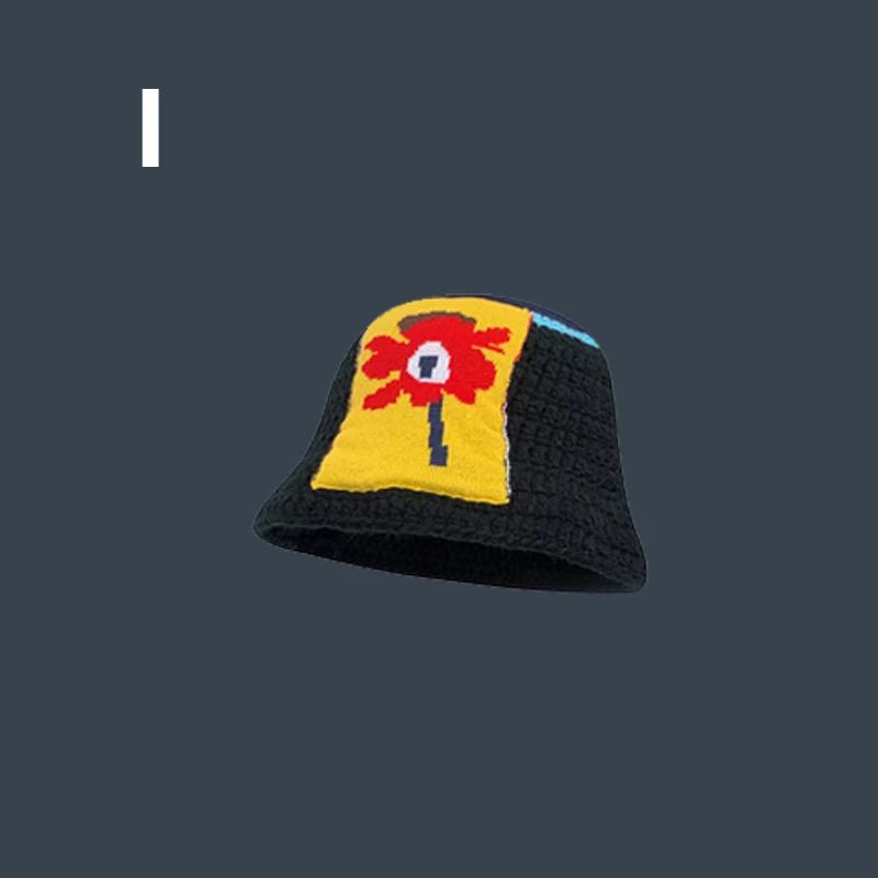 2024 Flower Crochet Bucket Hat Women Summer Handmade Knit Beanies INS Y2k Korean Fashion Panama Cap