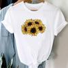 (Asian Size) Short Sleeve Tee Sunflower Watercolor Trend 90s Top Fashion Tshirt Women Clothing Casual Print Lady Female Graphic T-shirt