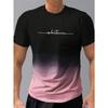 Summer Fashion Men's Fashion Design Gradient Color Letter Print T-shirt Top Breathable Soft Short Sleeved Men's Clothing Shirt