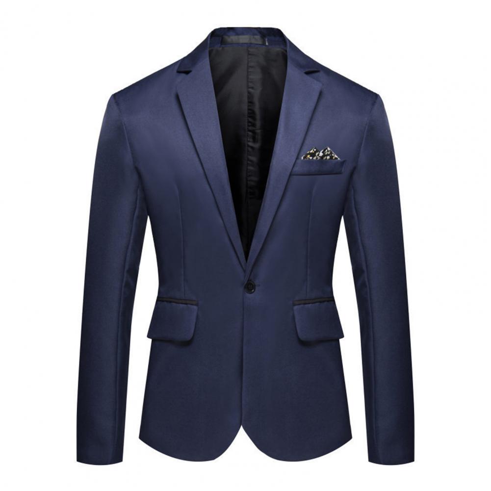 Пиджак с длинным рукавом, элегантный мужской пиджак на весну и осень с лацканами, застежкой на одну пуговицу, карманами с клапанами, формальный для А
