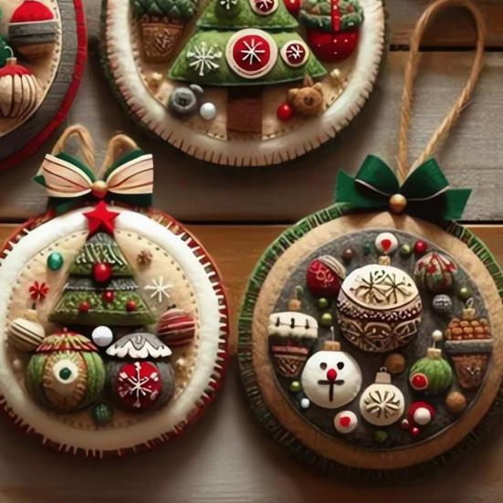 DIY Christmas Felt Patch Kit Holiday Craft Set with Pre-Cut Felts Sheet Handmade Fabric Sewing Crafting Supplies for Tree Home Decor