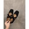 French Flat-bottomed Ballet Square Head Single Shoes Fairy Shoes 2024 New Spring and Autumn Mary Jane Evening Gentle Shoes