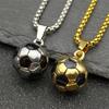 316L Stainless Steel Football Pendant Chain Necklace For Men Boy Zircon Soccer Accessories