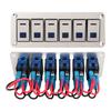 6 Gang Rocker Switch Panel 12V 24V Blue LED Waterproof SPST On Off Pre Wired Switch for Car Boat