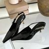 Fashion Luxury Design Pointed Toe Woman Pumps 2025 Elegant Slingbacks Buckle Strap Thin Heels Sandals Female Wedding Party Mules Shoes