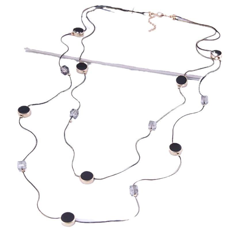 Two-tone Copper Chain Oil Drop Necklace Long Sweater Chain Autumn and Winter Female Hundred with New Clothes Accessories