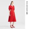 ELLASSAY Women's Elegant Puff Sleeve X-line Shirt Dress
