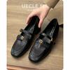 Leather Version~ Retro Mary Jane Shoes Women's Camellia Metal Buckle Loafer Small Leather Shoes Medium Heel Soft Sole French Single Shoes
