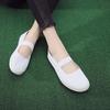 Women's White Non-Slip Elastic Band Flats - Comfortable for Work, Nursing, Dance, Spring & Autumn.